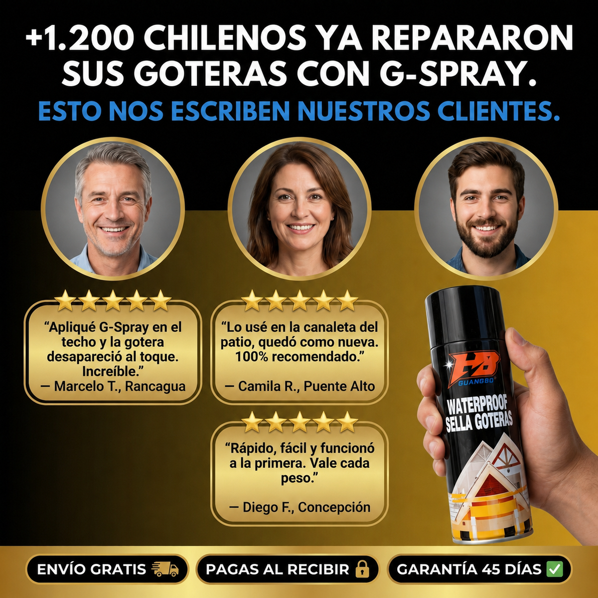 G-Spray Adiós Filtraciones — Sellador Elástico Anti Goteras 700ml