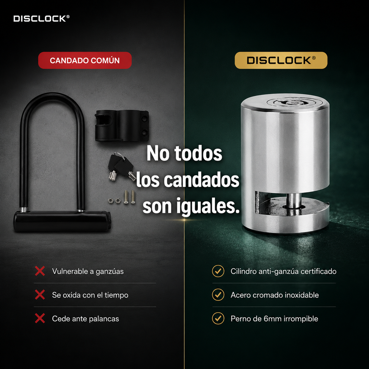 DISCLOCK® | Candado de Disco Blindado · Motos y Bicicletas